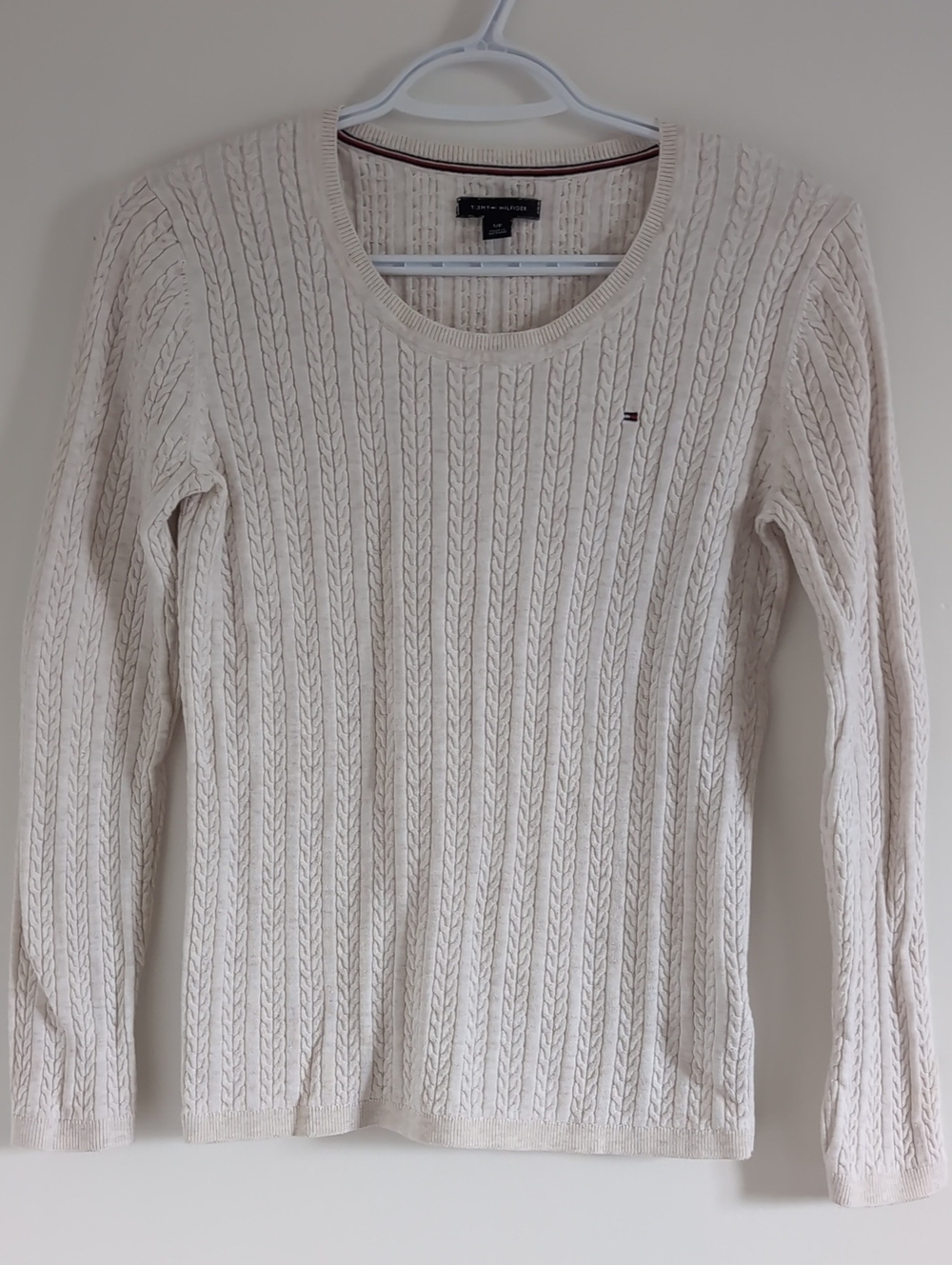 Tommy Hilfiger Cream Cable Crewneck Sweater